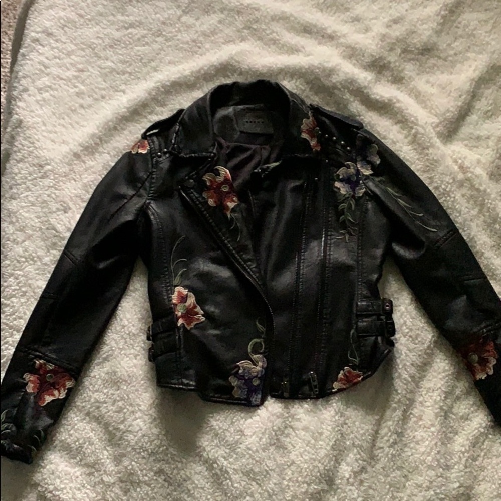 Blanknyc embroidered studded leather jacket